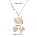Detailed dimensions of heart-shaped gold necklace and earrings set with pearl white enamel - Textured Heart Style (TZ59) / White