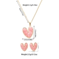 Detailed size measurement showing heart necklace and earrings set dimensions in centimeters - Textured Heart Style (TZ59) / Pink