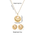 Detailed view of golden heart jewelry set featuring shell texture and white pearls - Shell Texture Pearl Style (TZ62)