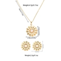 Detailed size parameters for golden daisy pendant necklace and earring jewelry set - Sunflower Pearl Style (TZ63)