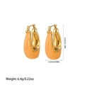 U-shaped gold-plated teardrop earrings with dimensions shown on a white background - ES110802 Orange