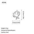 Vissen hanger van roestvrij staal van 32,4 mm met zetting voor edelstenen voor DIY - Dubbele Vis Stijl (A0568) / Staalkleur