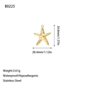 Golden stainless steel starfish pendant, waterproof and hypoallergenic jewelry charm - Large Sea Star Charm (B0225) / Gold
