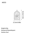 Silver stainless steel sun pendant with embossed ray design and precise dimensions - Arch Personified Sun Emblem Style (A0553) / Steel