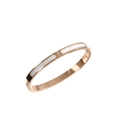 Elegant rose gold titanium bracelet featuring white shell inlay and three centered diamonds - Rose Gold