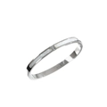 Polished silver bangle with white mother of pearl inlay and three sparkling diamonds - Silver