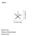 Starfish pendant in silver stainless steel, waterproof and hypoallergenic design - Mirror Polish Sea Star Charm (B0231) / Steel