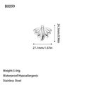 Silver stainless steel fan leaf pendant with radial texture and waterproof finish - Fan-Shaped Leaf Style Charm (B0099) / Steel
