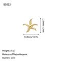 Golden starfish pendant charm in stainless steel with realistic textured finish - Textured Sea Star Charm (B0232) / Gold