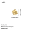 Waterproof 18K gold plated stainless steel flower pendant with detailed embossed texture - Floral Style Charm (A0253) / Gold