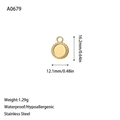 Gouden roestvrijstalen ronde hanger met golvende randen en edelsteenzetting, 16.2x12.1mm - Golvende Ronde Hanger (A0679) / Goud