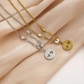 Collares de árbol de la vida de moda en acero de titanio oro y plata con circonitas - Estilo Redondo Árbol de la Vida Hueco