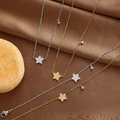 Minimalist titanium steel necklaces with sparkling star pendants in gold and silver - Star Necklace (AL-0818) / Gold