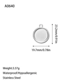 Zilveren roestvrijstalen hangerzetting met hypoallergene eigenschappen en afmetingen - Ronde Hanger Bezel (A0640) / Staalkleur