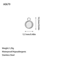 Gepolijste roestvrijstalen ronde hanger basis, afmeting 16,2 mm bij 12,1 mm - Golvende Ronde Hanger (A0679) / Staalkleur