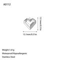 Polished silver stainless steel heart pendant for jewelry making with dimensions - Geometric Heart Style(A0112) / Steel