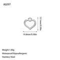 Polished silver stainless steel heart pendant for DIY jewelry 15.1mm by 14.8mm - Hollow Heart Style(A0297) / Steel