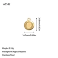Gouden roestvrijstalen ronde hanger met gegraveerde rand voor het maken van sieraden - Ronde Gesneden Hanger (A0532) / Goud