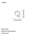 Polished stainless steel double heart hollow pendant with 20.2mm x 16.3mm dimensions - Nested Double Heart Style (A0724) / Steel