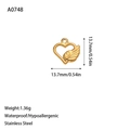 Gold stainless steel heart and wing pendant charm with waterproof properties - Wing Heart Style(A0748) / Gold