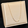 Minimalist gold titanium steel necklace with flat oval chain links on silk box - Lips Chain / 40+5cm / Rose Gold