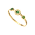 Vintage gold-plated cuff bangle with emerald green cat-eye stones and pavé zircons - Green Cat Eye Style (SZ-291) / Gold