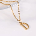 Minimalist 18K gold plated stainless steel necklace featuring a bold serif letter D pendant - Capital Letter D / With Chain / Gold