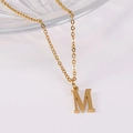 Minimalist 18K gold plated stainless steel necklace featuring a bold letter M pendant - Uppercase Letter M / With Chain / Gold