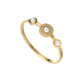 Elegant gold-plated titanium steel bracelet with pavé-set clover pearls in a vintage style - Artificial Pearl Style (SZ-291) / Gold
