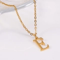Polished 18K gold plated stainless steel necklace featuring a serif letter E pendant - Capital Letter E / With Chain / Gold