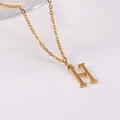 Polished 18K gold plated stainless steel necklace featuring a 3D capital letter H pendant - Capital Letter H