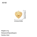 Gold stainless steel heart pendant with engraved wave texture 21.9mm for jewelry making - Radial Heart Style (A0160) / Gold