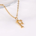 Minimalist 18K gold-plated stainless steel necklace with serif letter F pendant - Uppercase Letter F