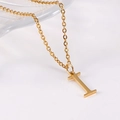 Minimalist 18K gold plated stainless steel necklace featuring a polished letter I pendant - Uppercase Letter I