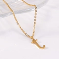 Polished 18K gold plated stainless steel necklace featuring a letter J pendant - Uppercase Letter J