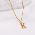 Minimalist 18K gold plated stainless steel necklace featuring a bold letter K pendant - Uppercase Letter K