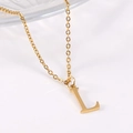 Minimalist 18K gold plated stainless steel necklace featuring a polished letter L pendant - Uppercase Letter L