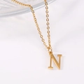 Minimalist 18K gold-plated stainless steel necklace featuring a capital letter N pendant - Capital Letter N