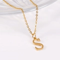 Minimalist 18K gold stainless steel S-letter pendant on a delicate cable chain - Uppercase Letter S
