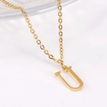 Minimalist 18K gold plated stainless steel necklace featuring a bold letter U pendant - Uppercase Letter U