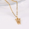 Minimalist 18K gold plated stainless steel necklace featuring letter W pendant - Uppercase Letter W