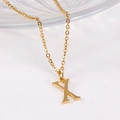 Polished 18K gold stainless steel necklace featuring a serif letter X pendant - Uppercase Letter X