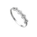 Silver four-leaf clover bangle with pavé stones and hollow wave pattern for women - Steel Color With White Zirconia