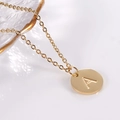 Minimalist 18K gold plated stainless steel necklace featuring a round letter A pendant - Letter A / Necklace With Chain