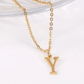 Minimalist 18K gold plated stainless steel necklace featuring letter Y pendant charm - Uppercase Letter Y