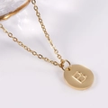 Minimalist 18K gold stainless steel necklace featuring a matte round letter B pendant - Letter B / Necklace With Chain