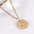 Minimalist 18K gold plated stainless steel necklace featuring a round letter C pendant - Letter C / Necklace With Chain