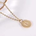 Minimalist 18K gold plated stainless steel necklace featuring a round letter D pendant - Letter D / Necklace With Chain