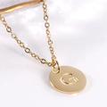 Minimalist 18K gold plated stainless steel necklace with round pendant letter G - Letter G / Necklace With Chain