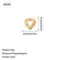 Gold stainless steel heart pendant with hammered texture, waterproof and hypoallergenic - Pleated Hammered Style(A0244) / Gold
